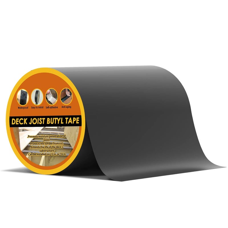 JOAPRIL Deck Joist Tape, 6" x 50' Butyl Tape for Deck Joists, Waterproof and Weather Resistant Self-Adhesive Joist Tape for Wood Beams and Joists, Anti-Corrosion Decking Tape- 1 Pack - Image 1
